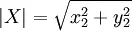 left|Xright|=sqrt{x_22+y_22}