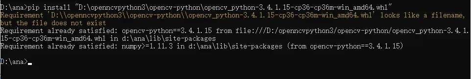 opencv_python-3.4.1.15-cp36-cp36m-win_amd64的成功安装，亲测有效