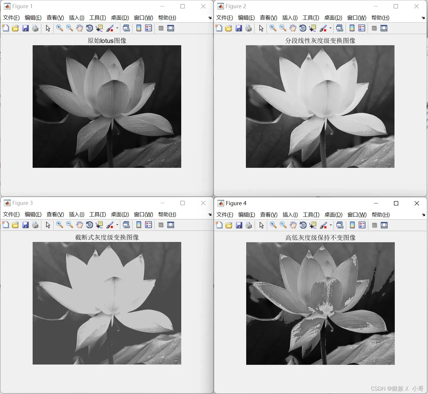 matlab 图像处理 窗切片处理&分段线性变换&直方图均衡化&直方图统计