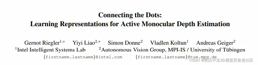 Connecting the Dots: 应用于主动单目深度估计的深度学习模型（CVPR2019）