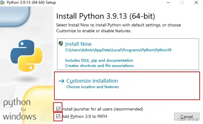 Windows下Python3.9.13的安装教程（附安装包）