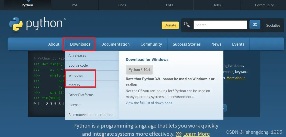 1、Python3.9版本官网下载安装教程