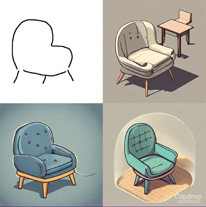 提示：舒适的椅子，‘等距’风格