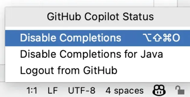禁用 GitHub Copilot